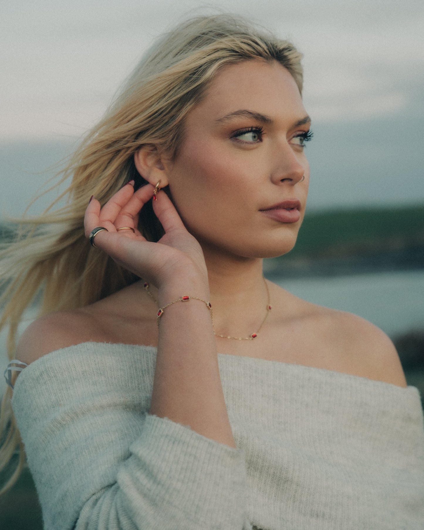 Rebel Stone Hoop Earrings