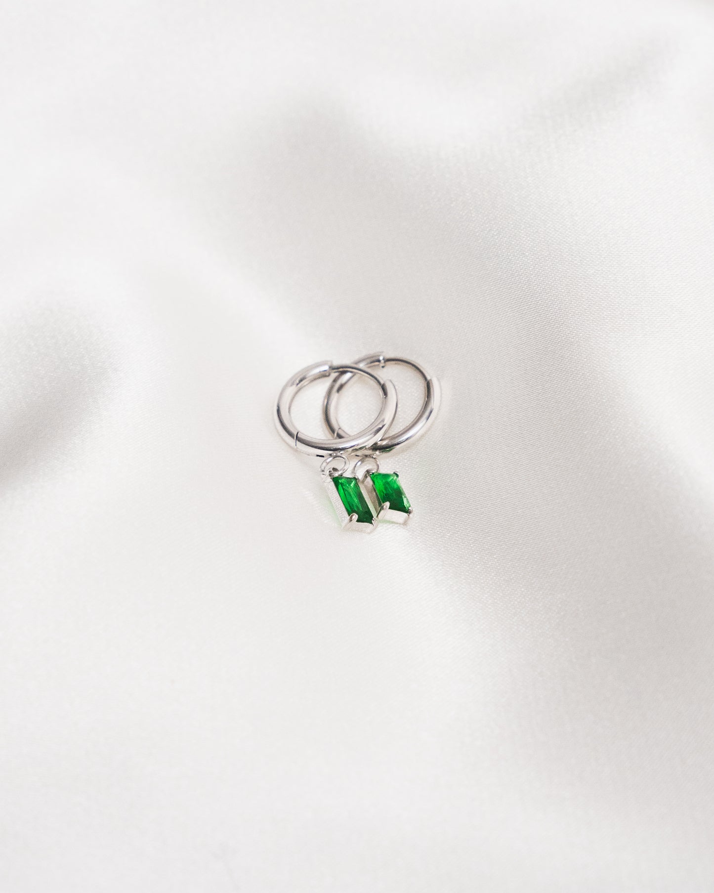 Emerald Hoop Earrings