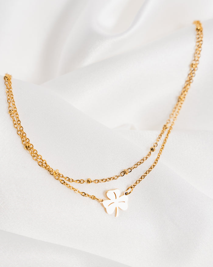 Double Chain Shamrock Anklet