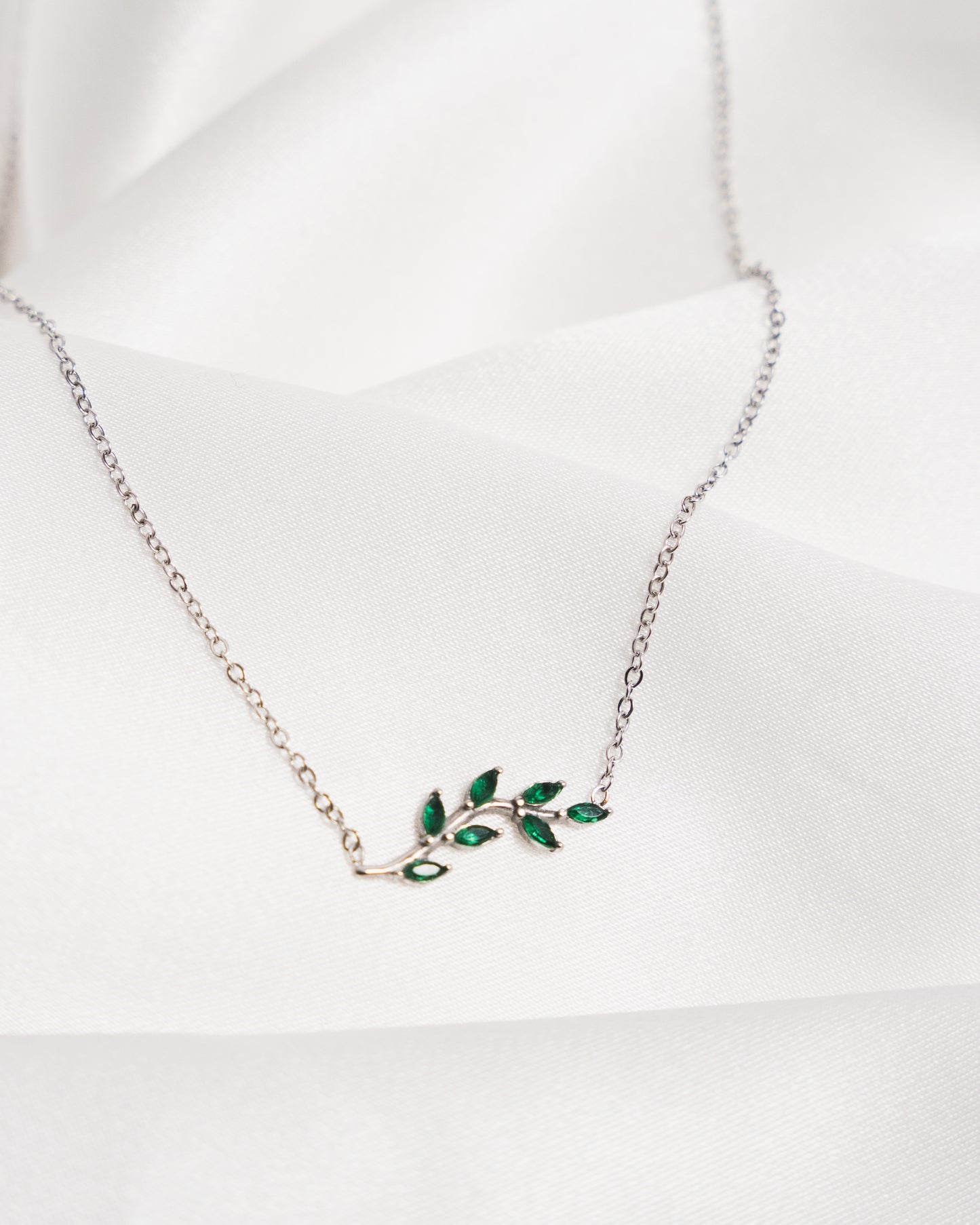 Irish Emerald Leaf Necklace