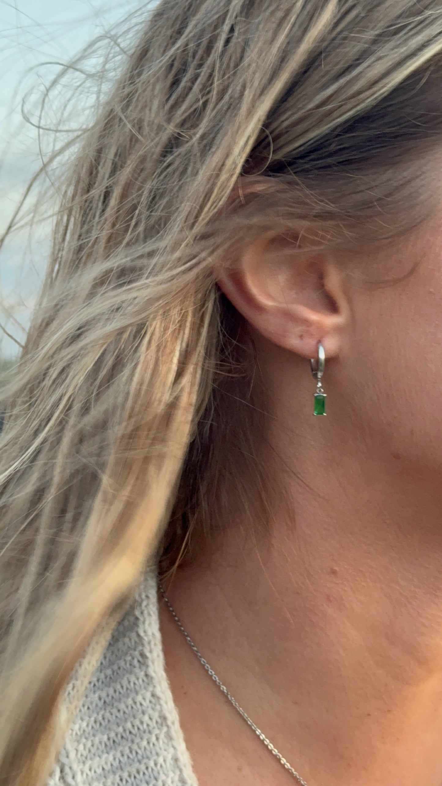 Emerald Hoop Earrings