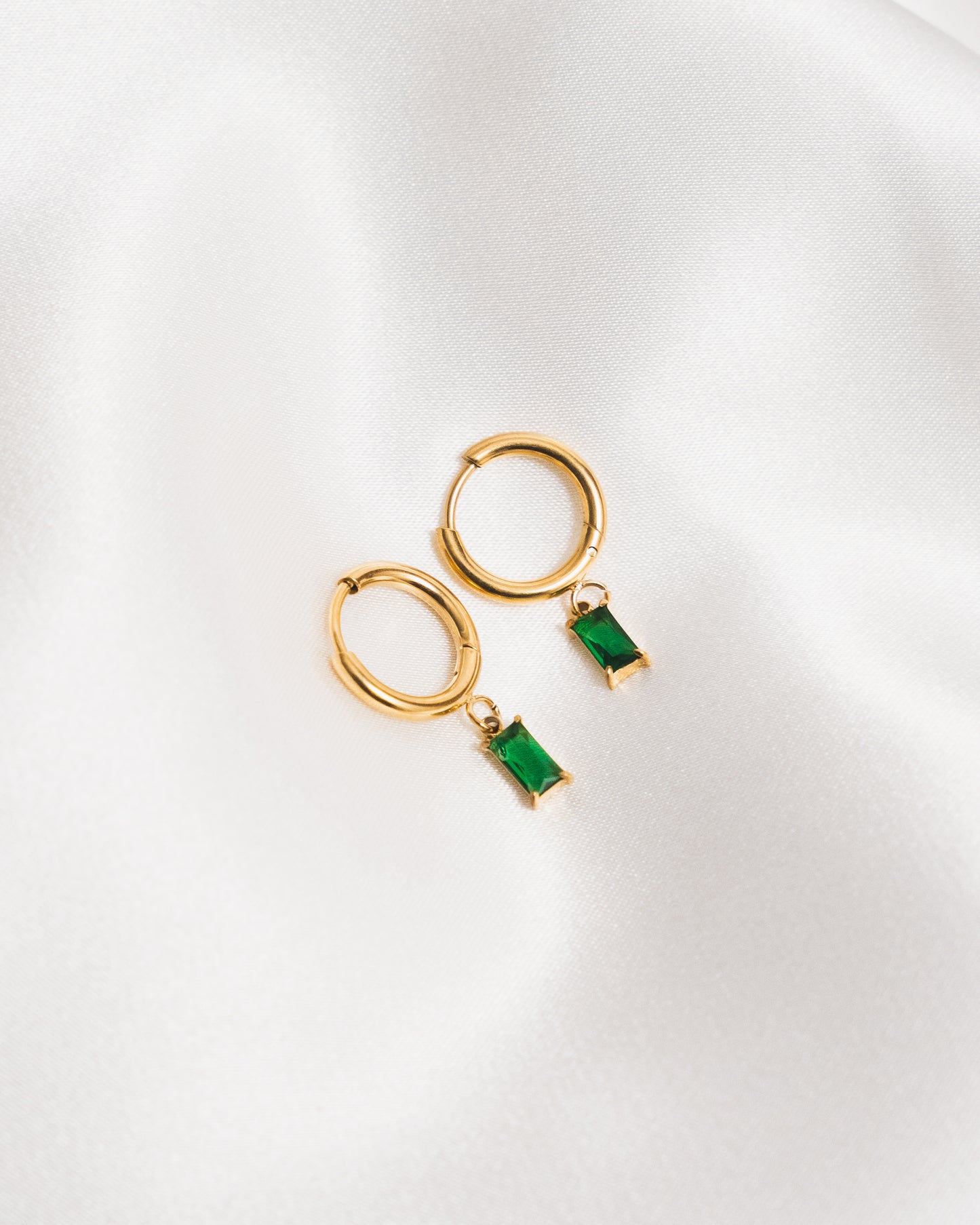 Emerald Hoop Earrings