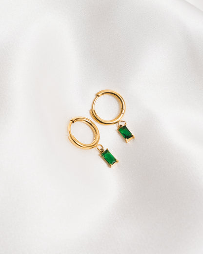 Emerald Hoop Earrings