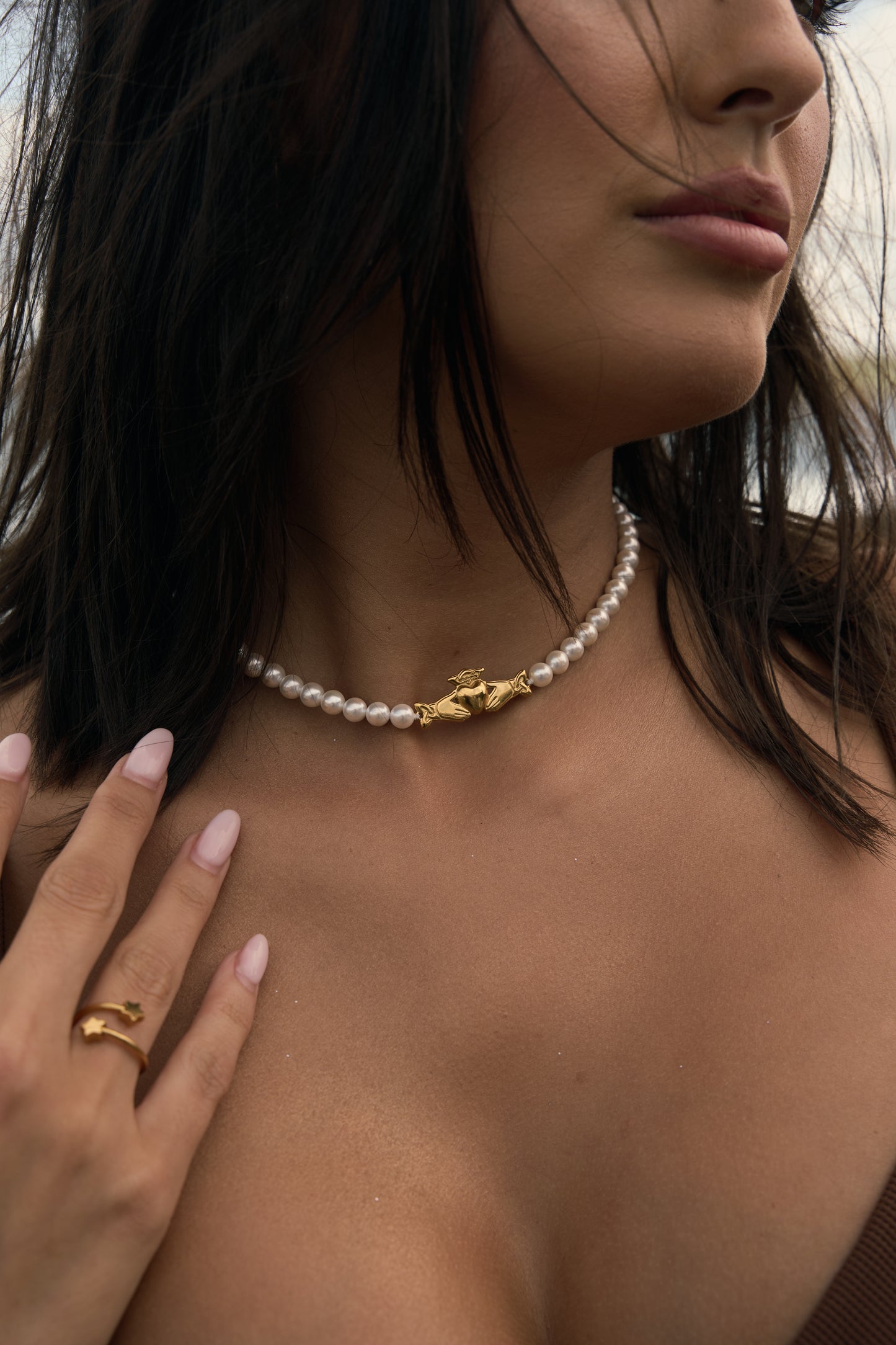 Claddagh Pearl Necklace