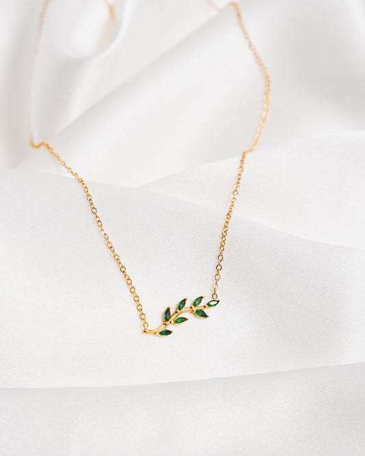 Irish Emerald Leaf Necklace