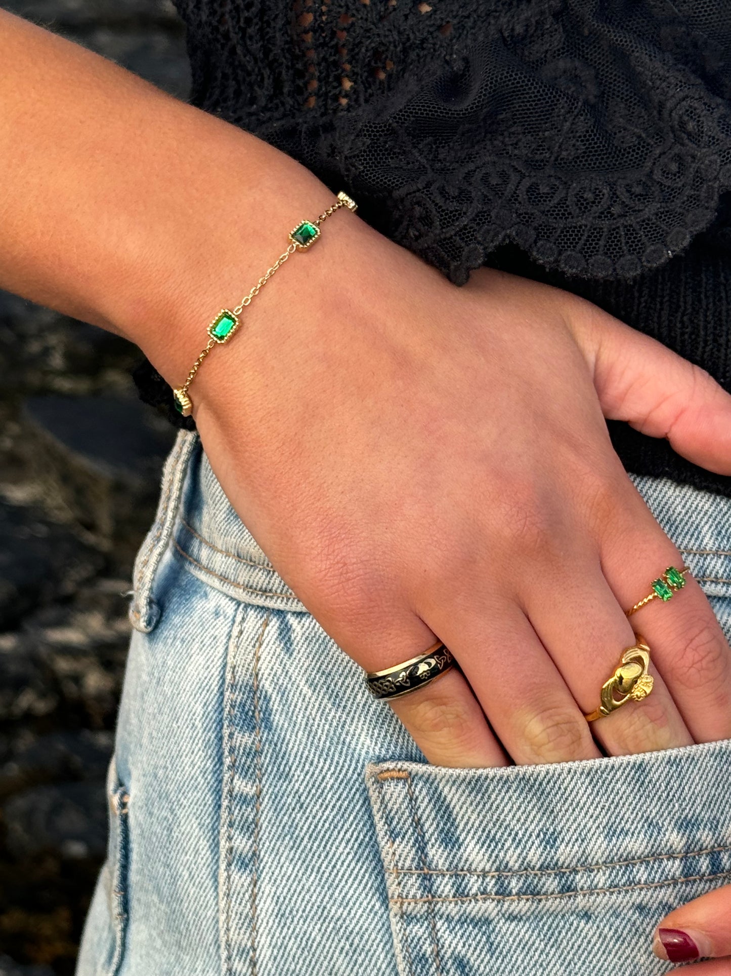 Emerald Double Stone Ring