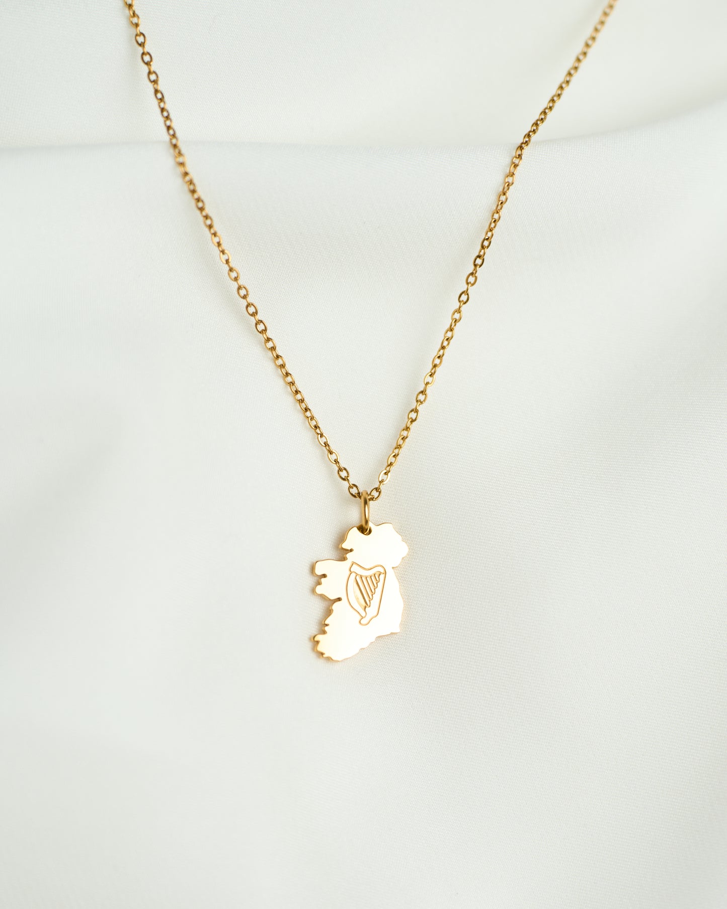 Ireland Harp Map Neckace