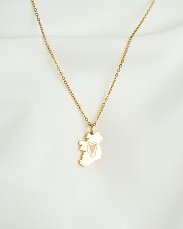 Ireland Harp Map Neckace