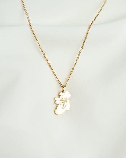 Ireland Harp Map Neckace