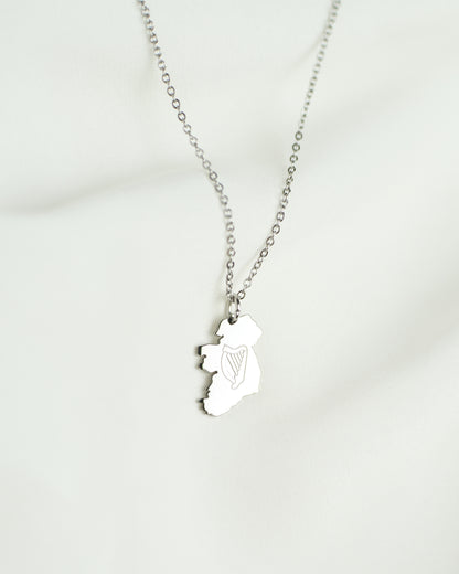 Ireland Harp Map Neckace
