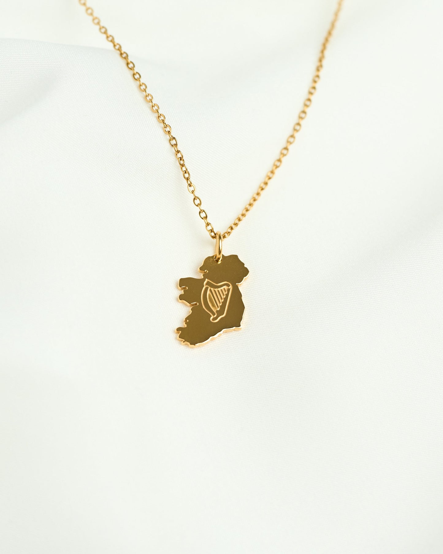 Ireland Harp Map Neckace