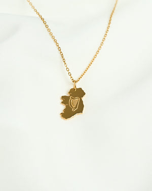 Ireland Harp Map Neckace