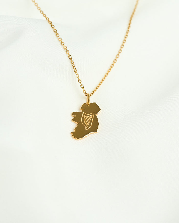 Ireland Harp Map Neckace