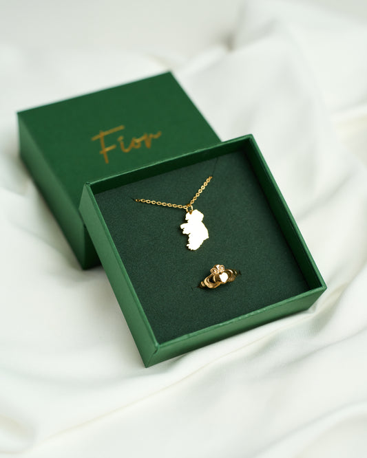 Ireland Map & Claddagh Ring Gift Set
