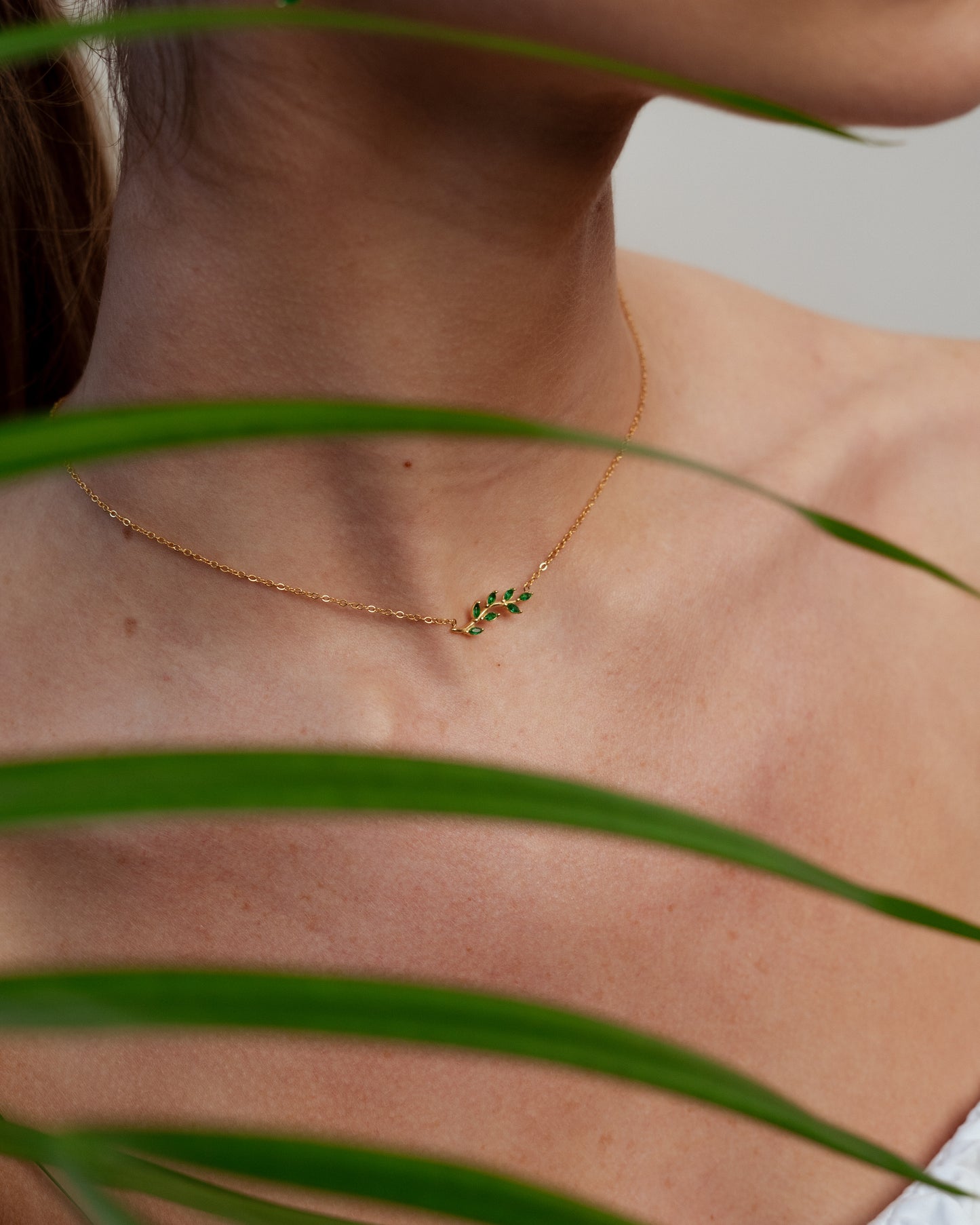 Irish Emerald Leaf Necklace